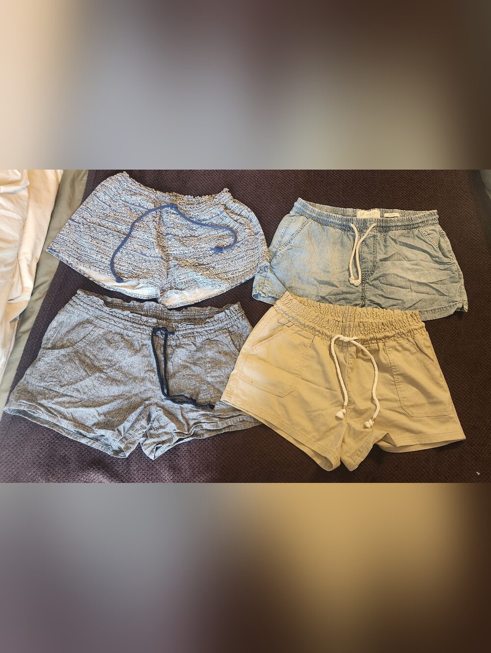 Casual Drawstring Lounge Shorts - Blue, Light Denim, Gray, Tan